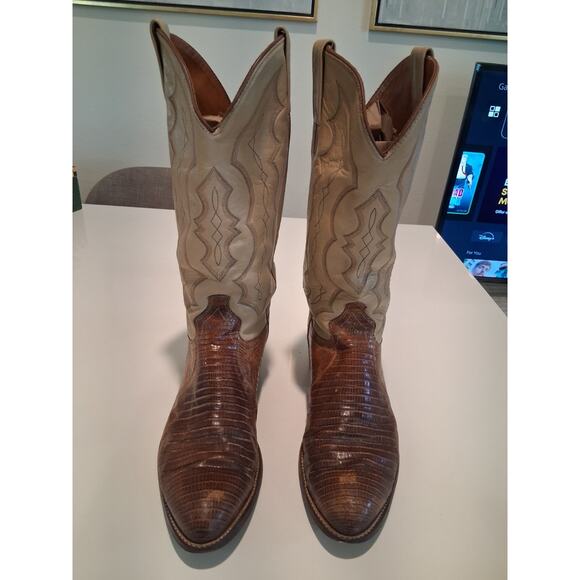 Vtg 1980s J. Chisholm 978R Men\'s Genuine Lizard Exotic Cowboy Boots Size 9.5... main image 15